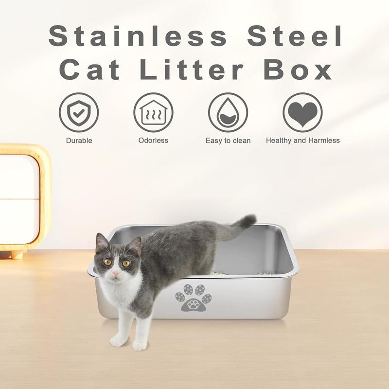 Bac à litière pour chat en acier inoxydable Meowant™