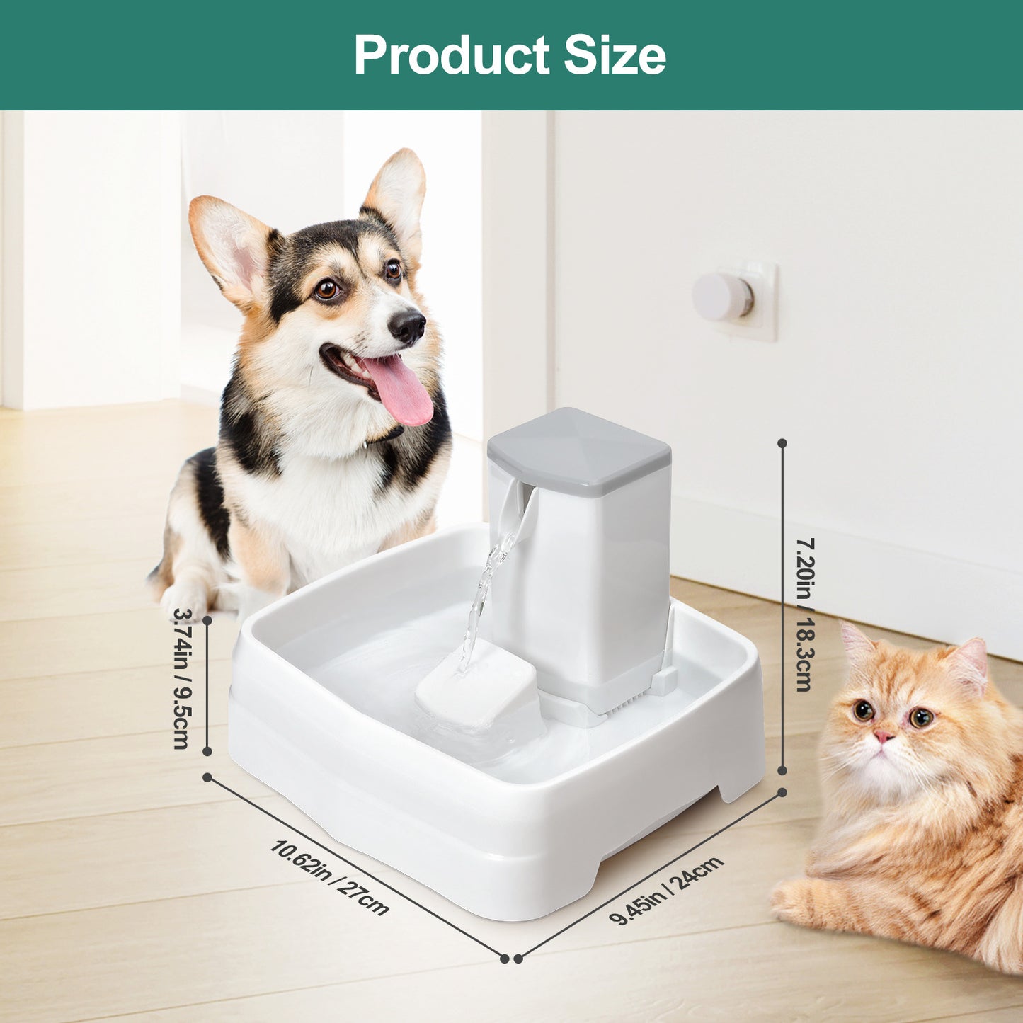 3.1L Large Capacity Waterfall Style Automatic Pet Water Fountain