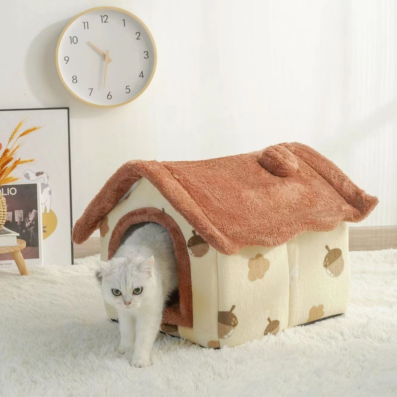 Foldable washable pet bed for small dogs and cats