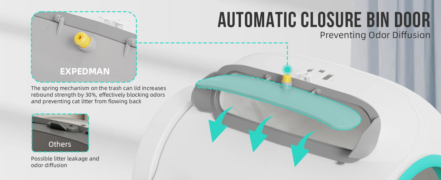 Bac à litière autonettoyant pour chat AutoClean avec contrôle par application - Vert 