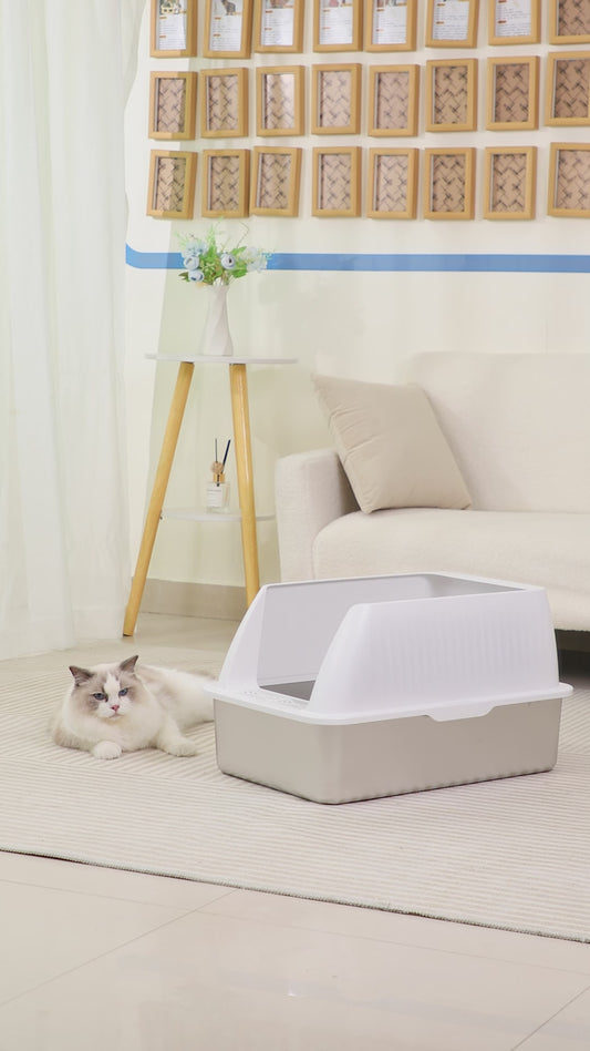 Petterm Stainless Steel Cat Litter Box with High Sides & Scoop